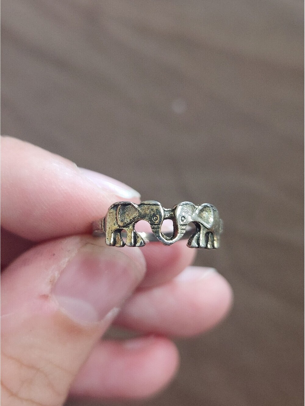 Bohemian Elephant Design Silver Tone Ring Size 7